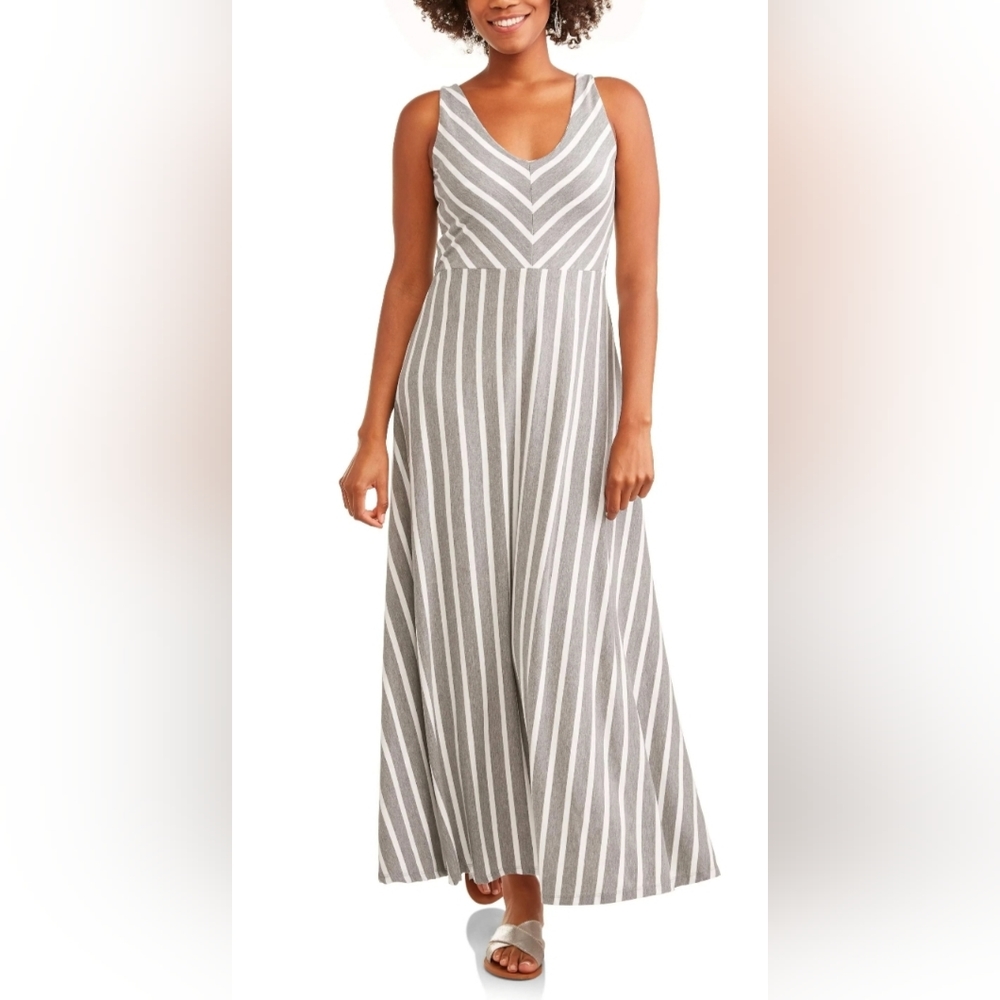1939)Thyme & Honey Women's Stripe Sleeveless Maxi Dress Size Large